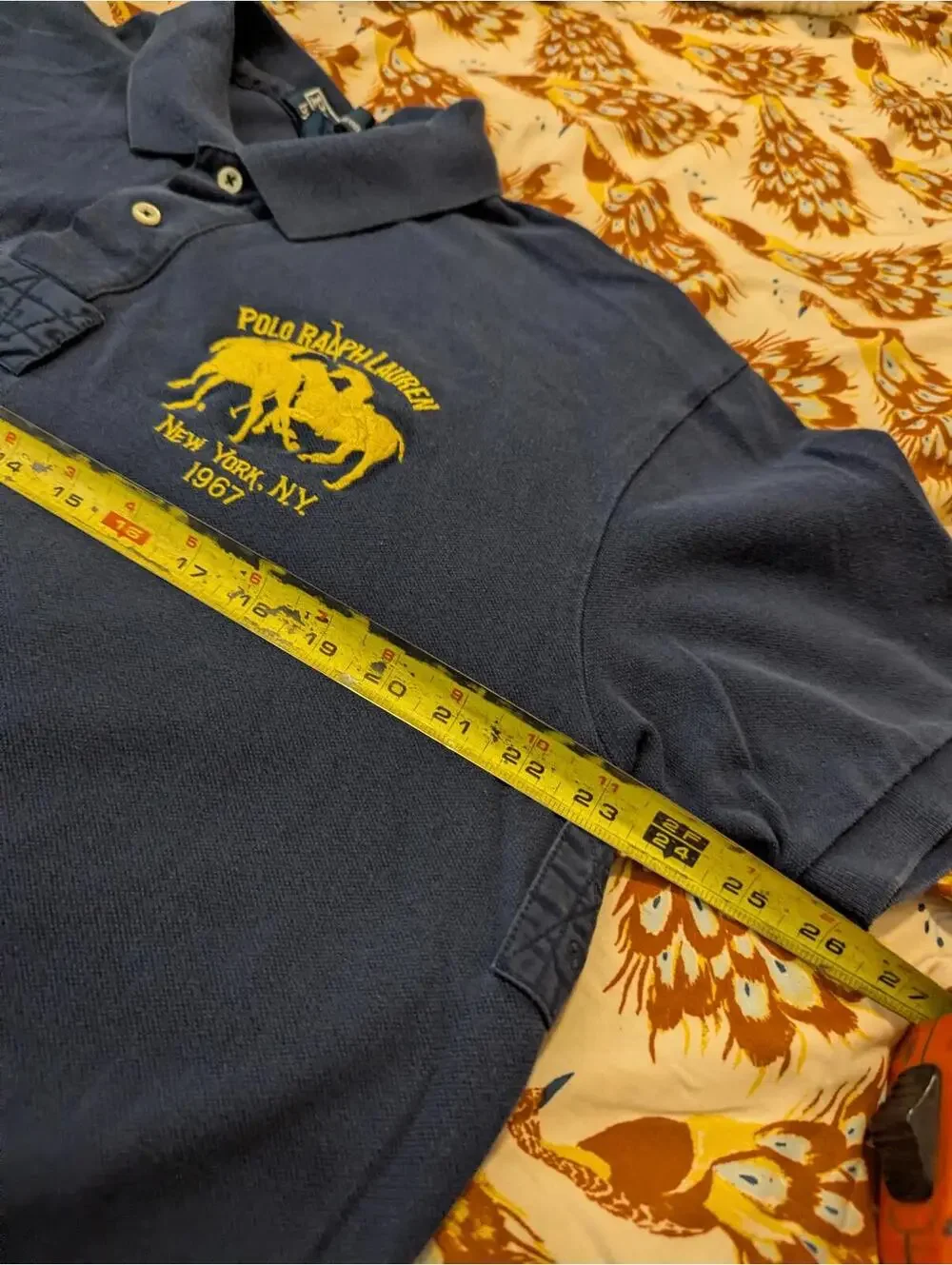 Polo Ralph Lauren Rugby Shirt XL Navy Blue Yellow 1967 NY Big Pony Vintage Style